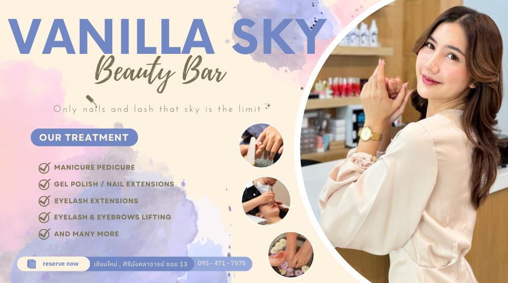 Vanilla Sky Beauty Bar nail salon eyelash extensions Chiang Mai